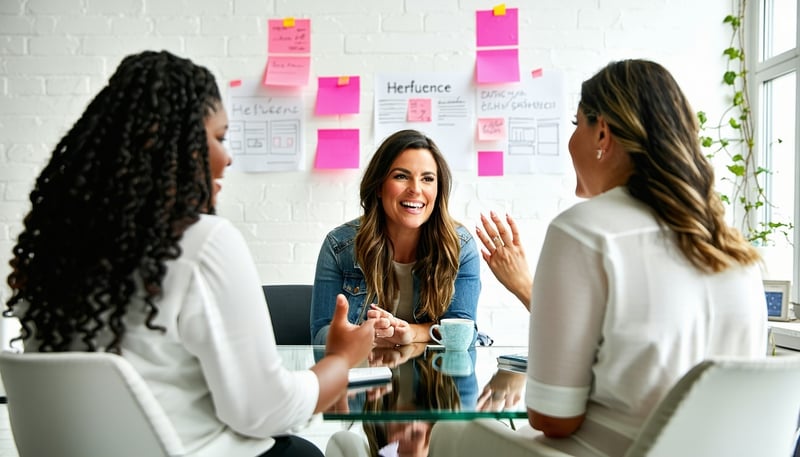 Herfluence team collaborating on a marketing campaign tailored for women
